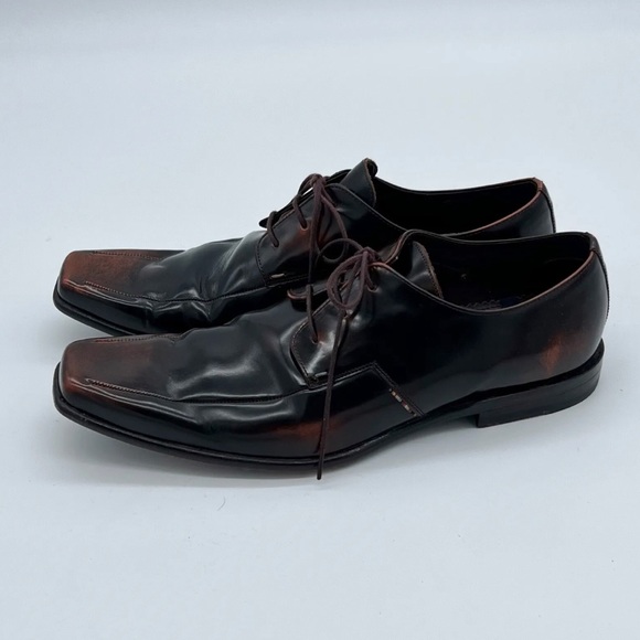 Paul Smith Dark Brown Leather Square Toe Lace Up Brogue Dress Shoes UK Size 9 - Picture 6 of 10
